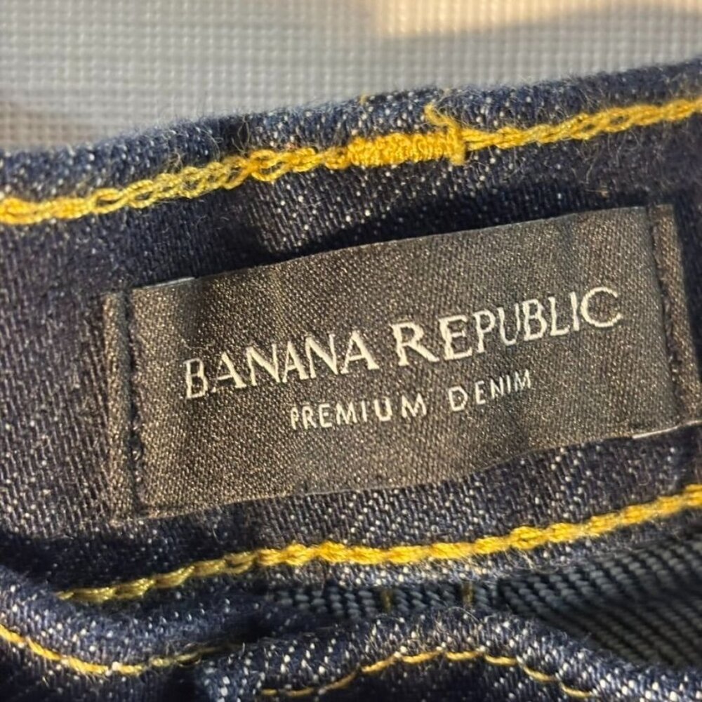 Banana Republic Premium Denim High-Rise Wide-Leg Crop Jeans 28 Dark Wash - Picture 3 of 11